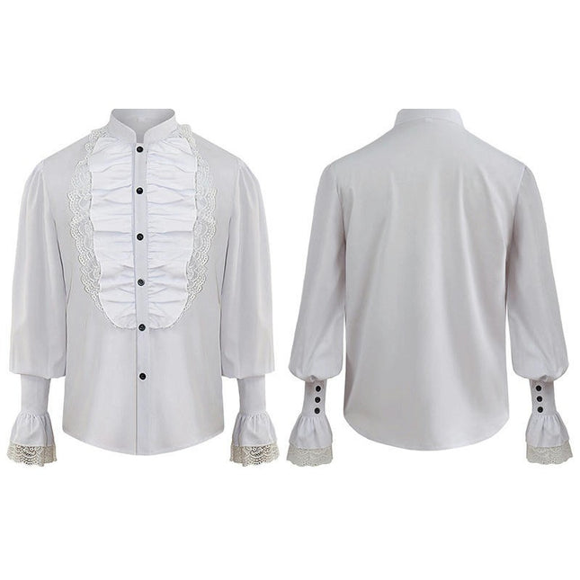 Men's and Women's Halloween Medieval Theater Performance Costumes Ruffle Lace Shirt Top