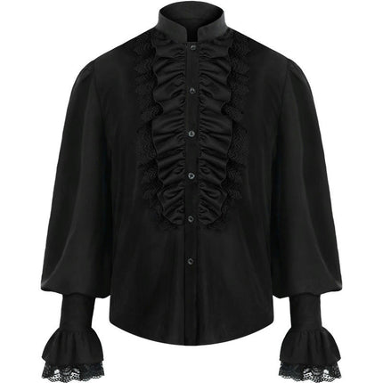 Men's and Women's Halloween Medieval Theater Performance Costumes Ruffle Lace Shirt Top