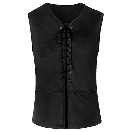 Mens and Womens Halloween Medieval Theater Performance Costumes Lace-Up Shirt Tops