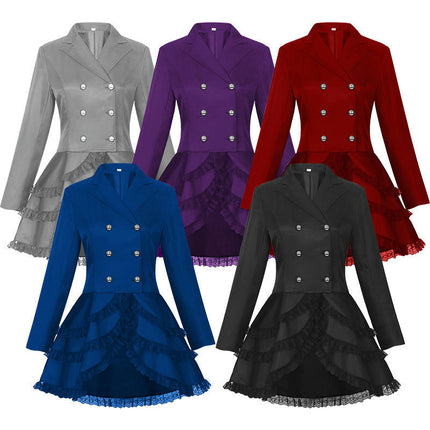 Women's Tuxedo Gothic Tailcoat Jacket Steampunk Victorian Coat Wedding Uniform