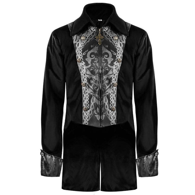 Men's Halloween Coat Medieval Vintage Punk Zipper Colorblocking Coat Jacket