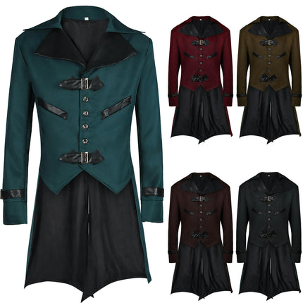 Mens Gothic Tailcoat Victorian Steampunk Vintage Coat Jacket Halloween Costume