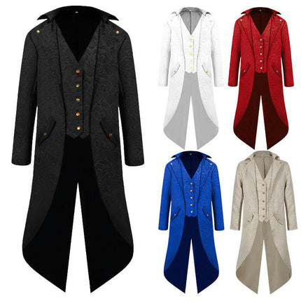 Men's Renaissance Steampunk Tuxedo Halloween Medieval Jacket Single Breasted Costume