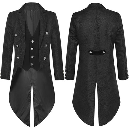 Mens Steampunk Medieval Tuxedo Gothic Victorian Style Double Breasted Dress Coat Uniforms