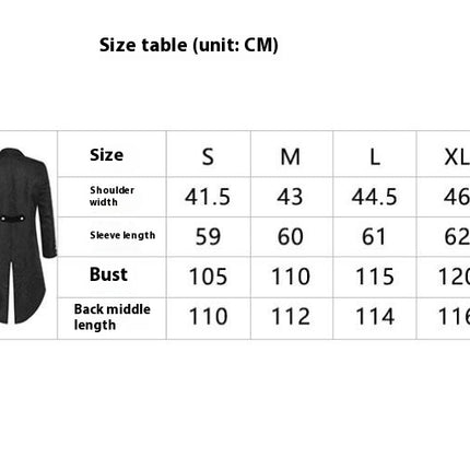 Mens Steampunk Medieval Tuxedo Gothic Victorian Style Double Breasted Dress Coat Uniforms