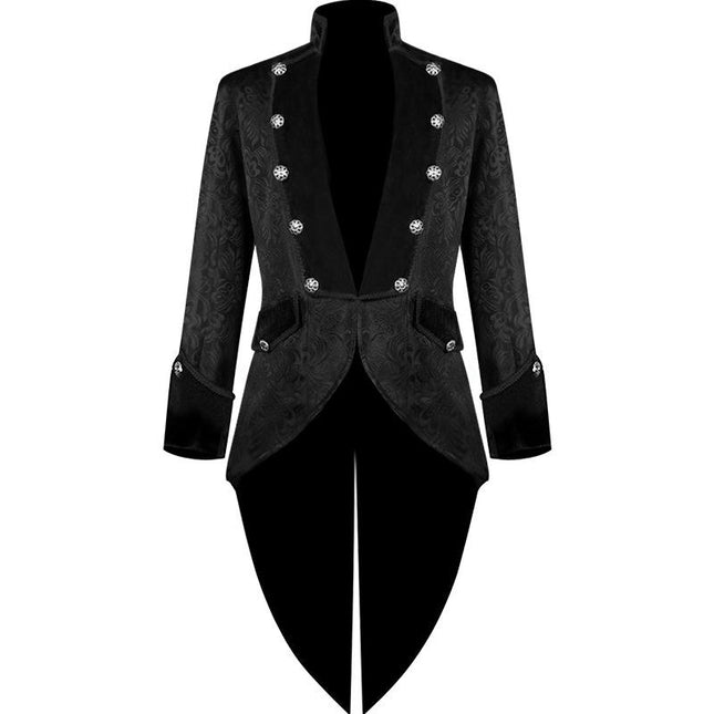 Men's Steampunk Vintage Tailcoat Jacket Gothic Victorian Frock Coat Uniform Halloween Costume-A1