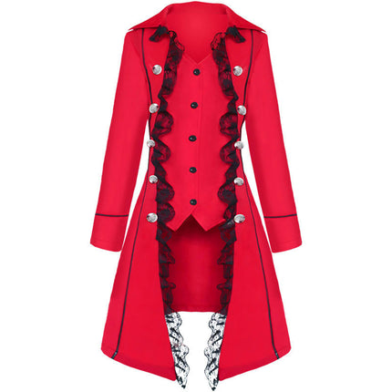 Women Renaissance Steampunk Jacket, Medieval Halloween Costumes Gothic Victorian Pirate Tailcoat Frock Coat