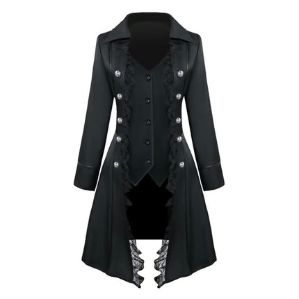 Women Renaissance Steampunk Jacket, Medieval Halloween Costumes Gothic Victorian Pirate Tailcoat Frock Coat