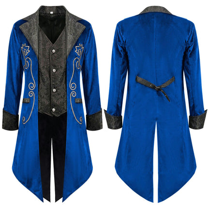 Medieval Steampunk Tuxedo Halloween Men's Costumes, Renaissance Gothic Jacket Warlock Dresses