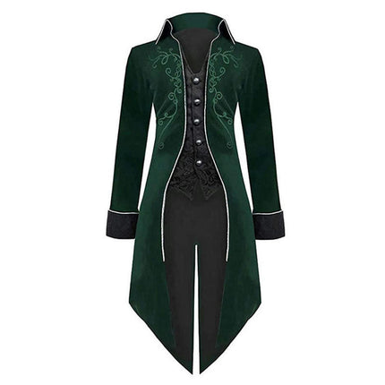 Medieval Steampunk Tuxedo Halloween Men's Costumes, Renaissance Gothic Jacket Warlock Dresses