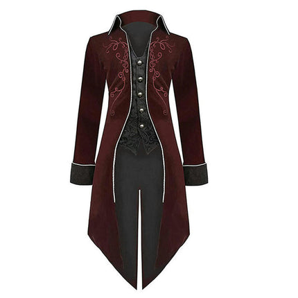 Medieval Steampunk Tuxedo Halloween Men's Costumes, Renaissance Gothic Jacket Warlock Dresses