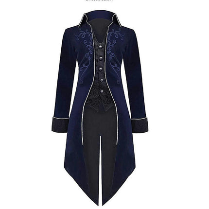 Medieval Steampunk Tuxedo Halloween Men's Costumes, Renaissance Gothic Jacket Warlock Dresses