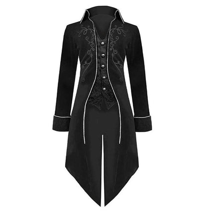 Medieval Steampunk Tuxedo Halloween Men's Costumes, Renaissance Gothic Jacket Warlock Dresses