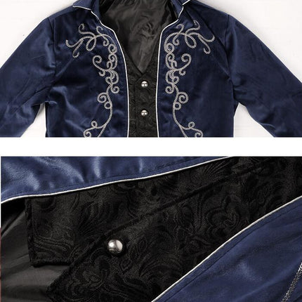 Medieval Steampunk Tuxedo Halloween Men's Costumes, Renaissance Gothic Jacket Warlock Dresses