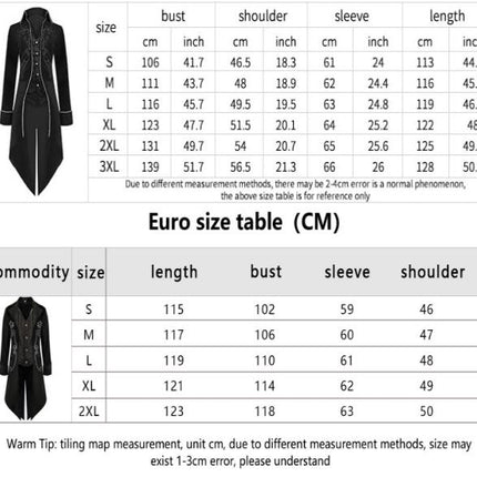 Medieval Steampunk Tuxedo Halloween Men's Costumes, Renaissance Gothic Jacket Warlock Dresses