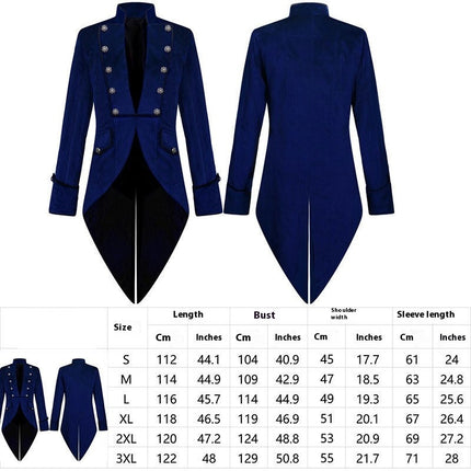 Mens Steampunk Vintage Tuxedo Gothic Victorian Double Breasted Dress Uniform Halloween Costume