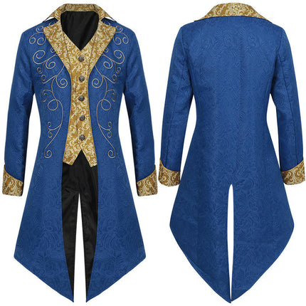 Halloween Tuxedo Medieval Retro Costume Mid-Length Punk Men's Coat