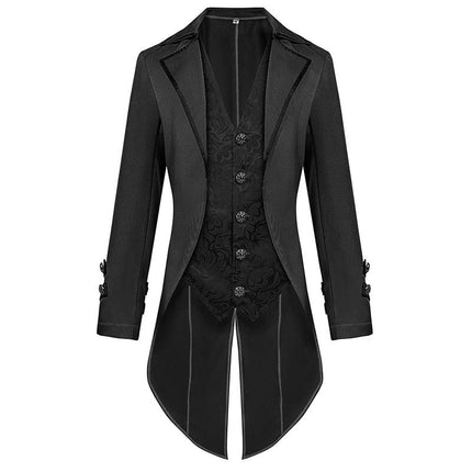 Halloween Tuxedo Medieval Retro Costume Mid-Length Punk Men's Coat