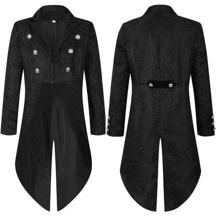 Halloween Tuxedo Medieval Retro Costume Mid-Length Punk Men's Coat