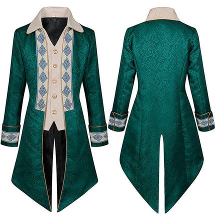 Halloween Tuxedo Medieval Retro Costume Mid-Length Punk Men's Coat