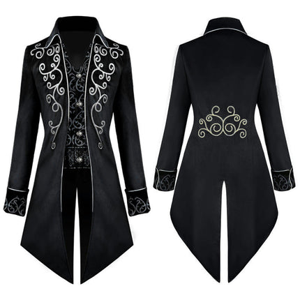 Halloween Tuxedo Medieval Retro Costume Mid-Length Punk Men's Coat