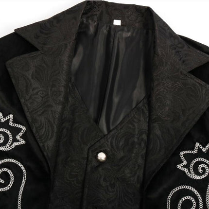 Men's Halloween Steampunk Retro Tuxedo Medieval Gothic Velvet Embroidered Tuxedo Jacket