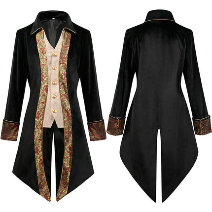 Mens Steampunk Medieval Jacket Gothic Victorian Frock Coat Uniforms