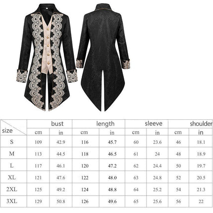 Mens Steampunk Medieval Jacket Gothic Victorian Frock Coat Uniforms