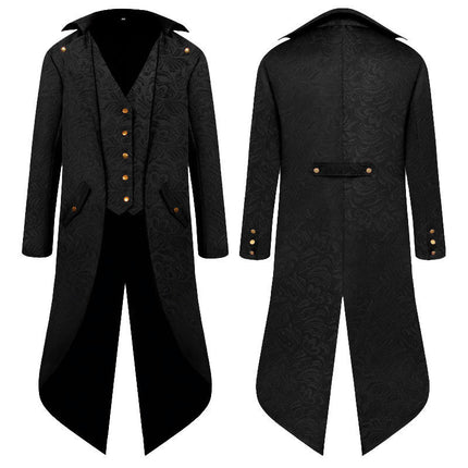 Men's Halloween Medieval Retro Costume Mid-Length Punk Tuxedo 1