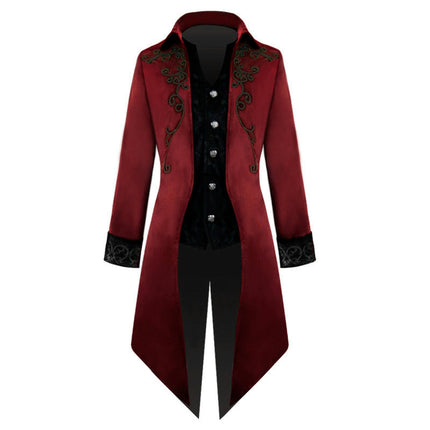 Men's Halloween Medieval Retro Costume Mid-Length Punk Tuxedo