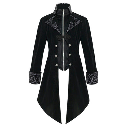 Men's Halloween Medieval Retro Costume Mid-Length Punk Tuxedo