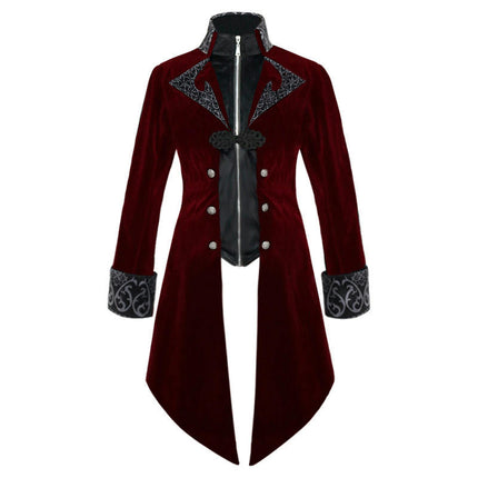 Men's Halloween Medieval Retro Costume Mid-Length Punk Tuxedo