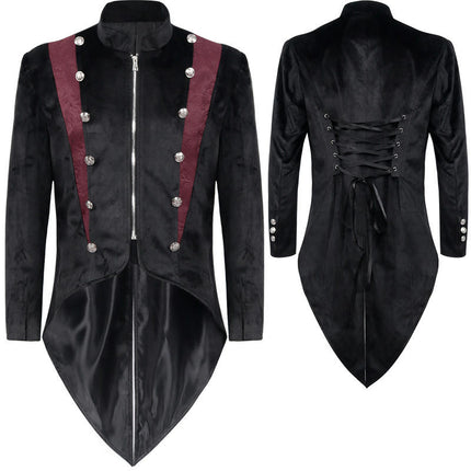 Men's Halloween Medieval Retro Costume Mid-Length Punk Tuxedo