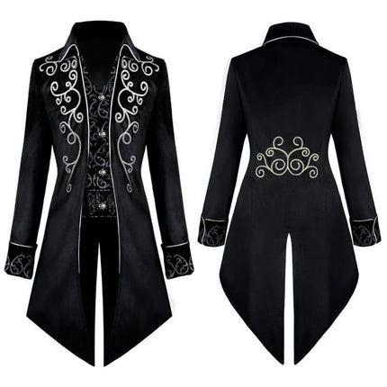 Men's Halloween Medieval Retro Costume Mid-Length Punk Tuxedo