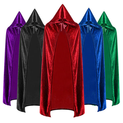 Gold Velvet Adult Cape with Hood - Machine Washable Durable Cosplay Party Costume