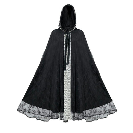 Halloween Party Medieval Lace Cloak Gothic Long Hooded Big Cloak