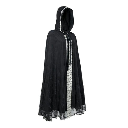 Halloween Party Medieval Lace Cloak Gothic Long Hooded Big Cloak