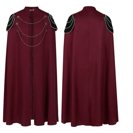 Medieval Royal Cloak Men's and Women's Vintage Beaded Gear Chain Hooded Cloak Performance Costume