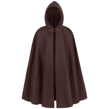 Men Hooded Cloak, Adult Medieval Renaissance Costume with Hood, Velvet Cape Halloween Dress Up