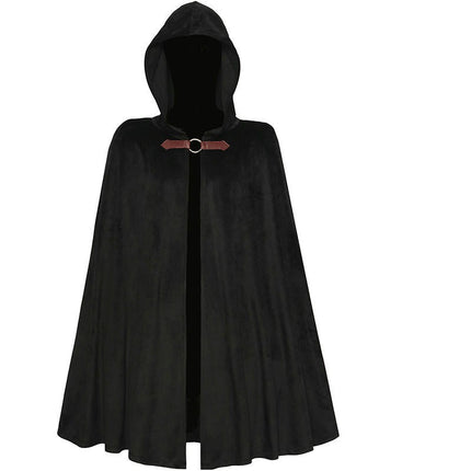 Men Hooded Cloak, Adult Medieval Renaissance Costume with Hood, Velvet Cape Halloween Dress Up