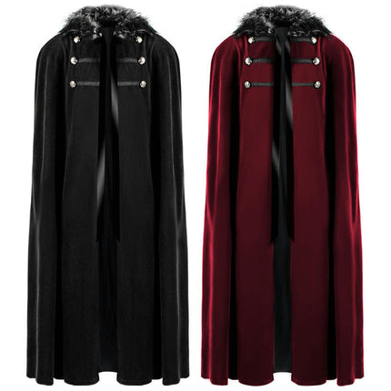 Halloween Men's and Women's Tweed Hooded Cloak Vintage Steampunk Cape Cloak Coat