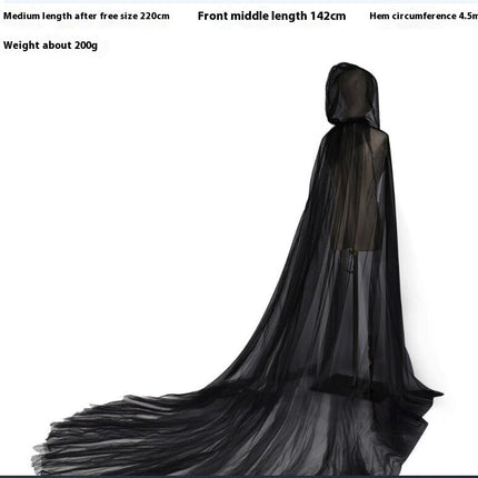 Halloween Tulle Mesh Adult Solid Color Hooded Cloak Vampire Wedding Bridal Cloak Women's Cloak