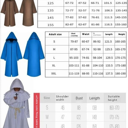 Medieval Head Length Cloak Halloween Roleplay Hooded Cloak Witch Renaissance Cloak