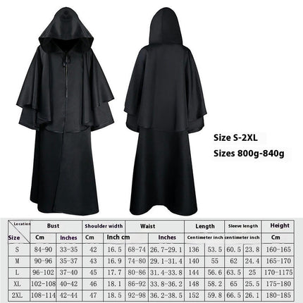 Halloween Hooded Robe Cloak Cape Long Sleeve Wizard Wizard of the Dead Cloak