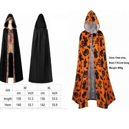 Halloween Hooded Robe Cloak Cape Long Sleeve Wizard Wizard of the Dead Cloak