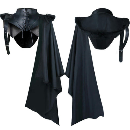 Men's Medieval Steampunk Shawl Renaissance One-Shoulder Cape Role Play Party Half Shawl