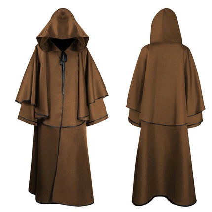 Men's and Women's Halloween Costumes Grim Reaper Hooded Cloak Medieval Long Cloak Cape 1