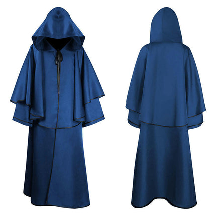 Men's and Women's Halloween Costumes Grim Reaper Hooded Cloak Medieval Long Cloak Cape 1