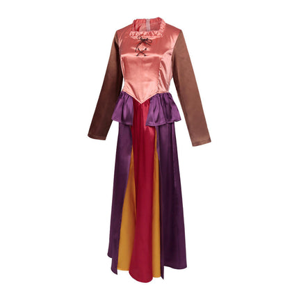 Women's Halloween Medieval Pleated Round Neck Maxi Dress Cosplay Costume