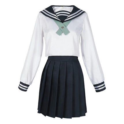 Japanese School Girls Uniform Sailor Navy Blue Pleated Skirt Anime Cosplay Costumes with Socks set